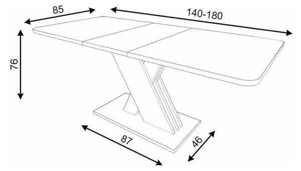 Masa extensibila EXEL, stejar artisan/gri antracit, PAL laminat, 140/1