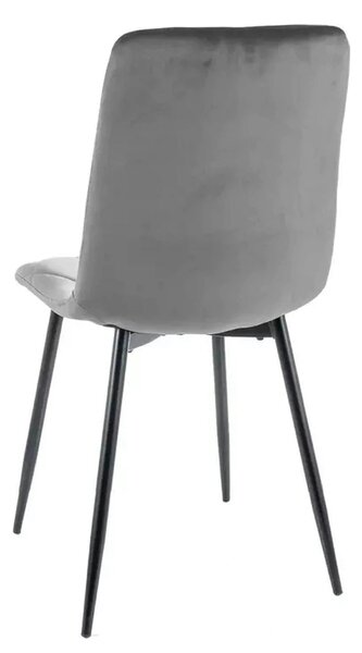 Scaun TOM, gri/negru, stofa catifelata/metal, 45x39x91 cm