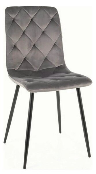 Scaun tapitat JERRY, gri/negru, stofa catifelata/metal, 45x39x91 cm