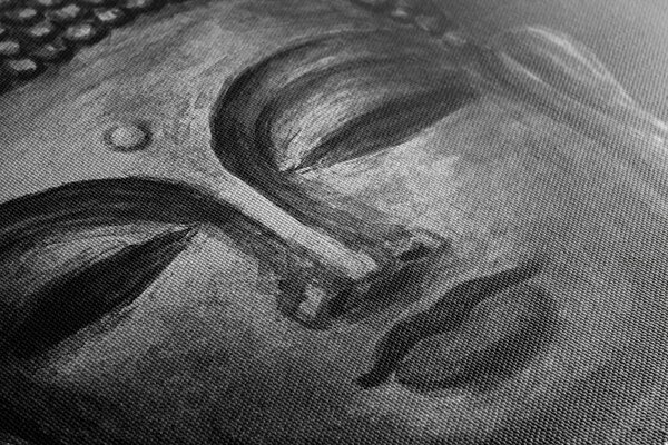 Tablou fața lui Buddha în design alb-negru