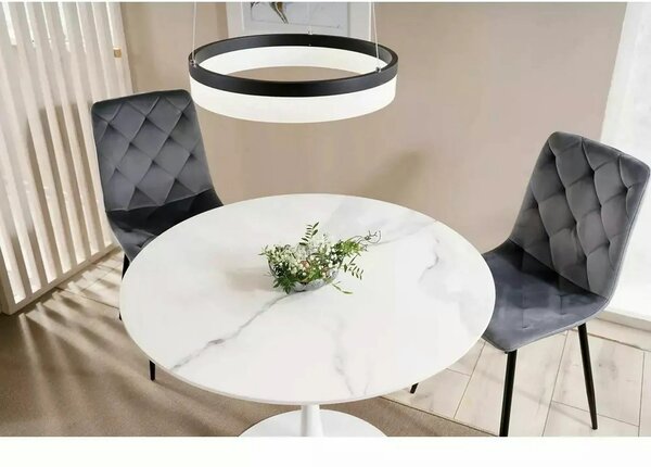 Scaun tapitat JERRY, negru, stofa catifelata/metal, 45x39x91 cm