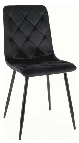 Scaun tapitat JERRY, negru, stofa catifelata/metal, 45x39x91 cm