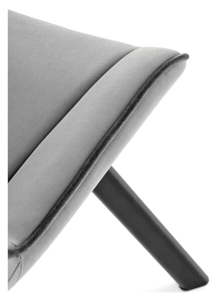 Scaun tapitat K520, gri/negru, stofa catifelata, rotativ, 45x63x80 cm