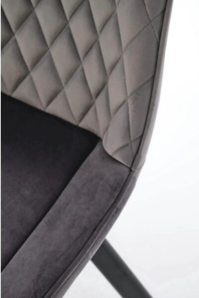 Scaun tapitat K520, gri/negru, stofa catifelata, rotativ, 45x63x80 cm