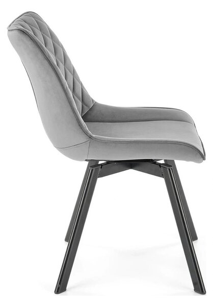 Scaun tapitat K520, gri/negru, stofa catifelata, rotativ, 45x63x80 cm