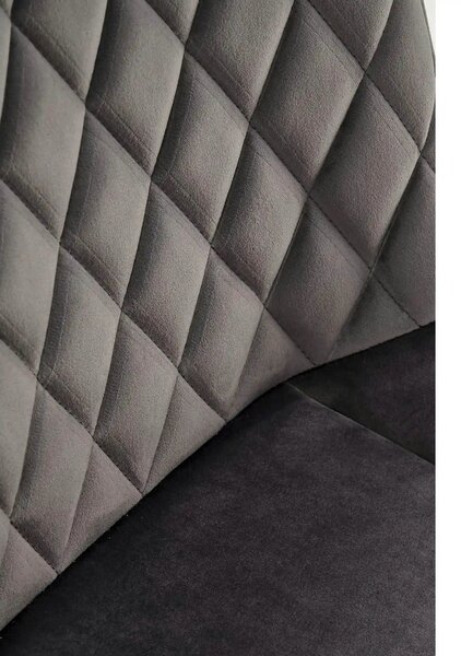 Scaun tapitat K520, gri/negru, stofa catifelata, rotativ, 45x63x80 cm