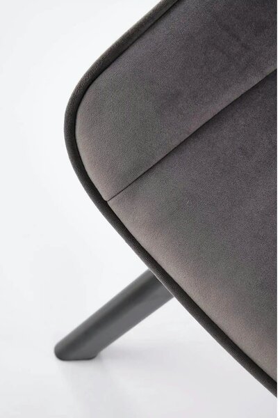 Scaun tapitat K520, gri/negru, stofa catifelata, rotativ, 45x63x80 cm