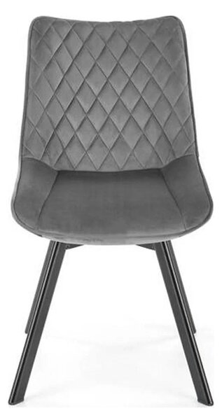 Scaun tapitat K520, gri/negru, stofa catifelata, rotativ, 45x63x80 cm