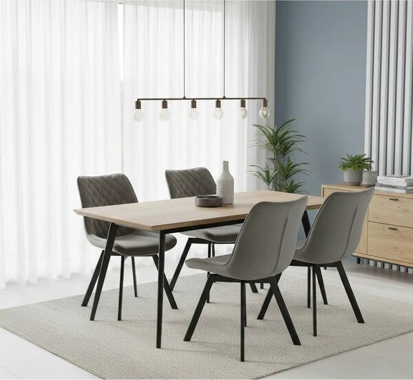 Scaun tapitat K520, gri/negru, stofa catifelata, rotativ, 45x63x80 cm