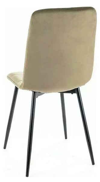 Scaun bucatarie metalic IVO, bej/negru, stofa catifelata, 45x39x91 cm