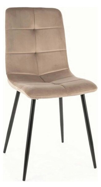 Scaun bucatarie metalic IVO, bej/negru, stofa catifelata, 45x39x91 cm