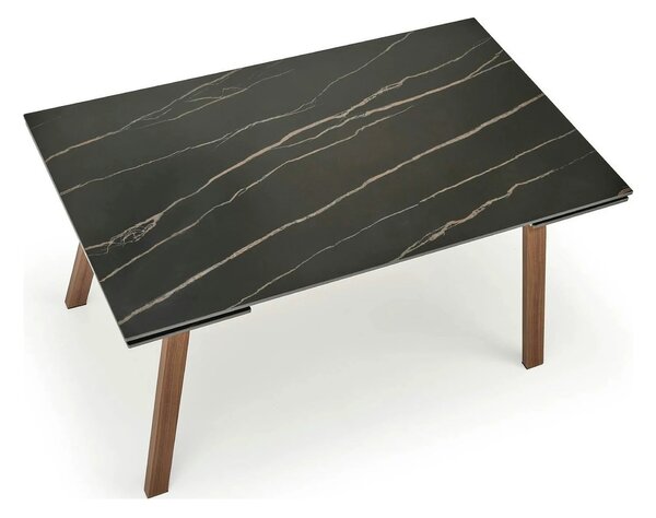 Masa extensibila LOZANO, maro/nuc, metal/piatra sinterizata, 140-200x8