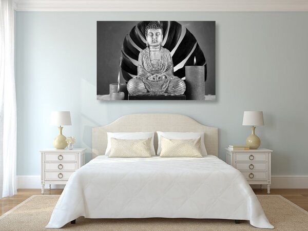 Tablou Budha cu natura moartă relaxantă în design alb-negru