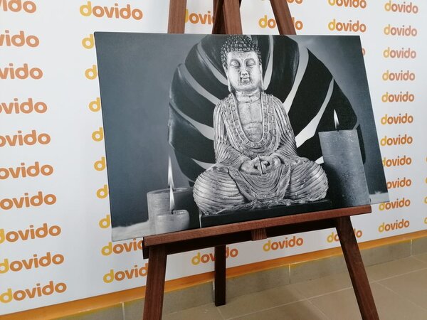 Tablou Budha cu natura moartă relaxantă în design alb-negru