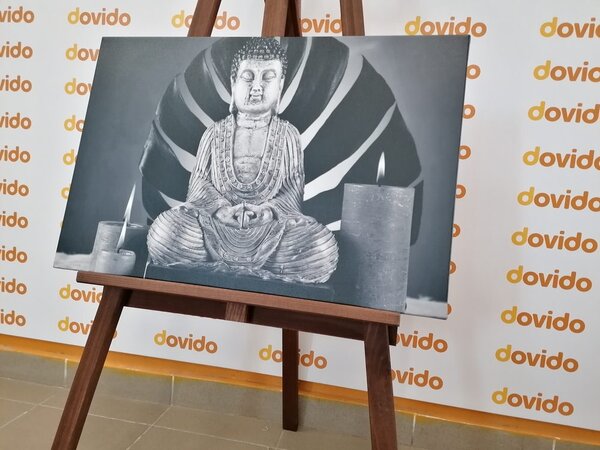 Tablou Budha cu natura moartă relaxantă în design alb-negru