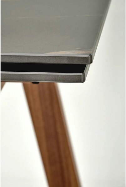 Masa extensibila LOZANO, maro/nuc, metal/piatra sinterizata, 140-200x8