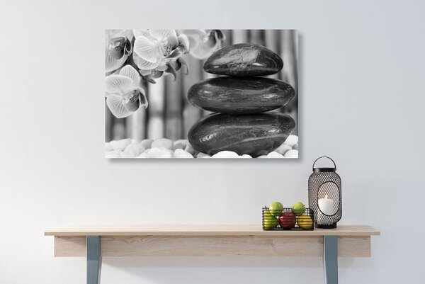 Tablou grădina japoneză Zen în design alb-negru