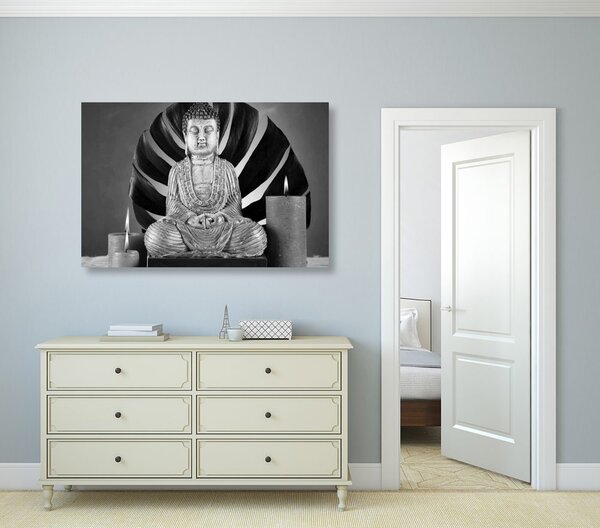 Tablou Budha cu natura moartă relaxantă în design alb-negru