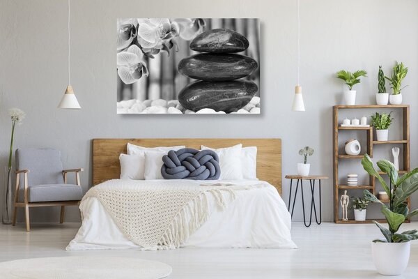 Tablou grădina japoneză Zen în design alb-negru