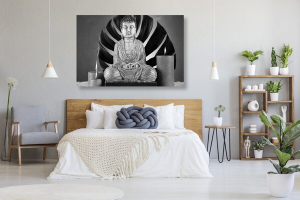 Tablou Budha cu natura moartă relaxantă în design alb-negru