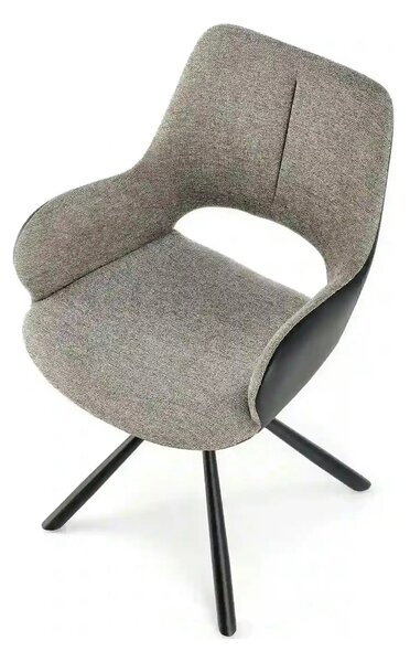 Scaun rotativ K494, gri/negru, stofa/piele ecologica, 57X59X85 cm