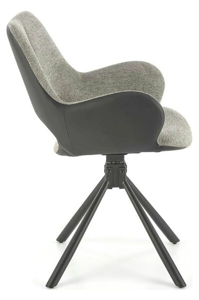 Scaun rotativ K494, gri/negru, stofa/piele ecologica, 57X59X85 cm