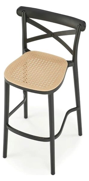 Scaun bar H111, crem/negru, polipropilena, 47x47x103 cm