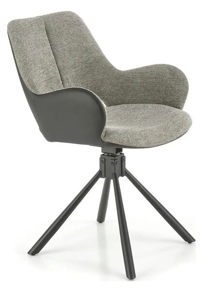 Scaun rotativ K494, gri/negru, stofa/piele ecologica, 57X59X85 cm