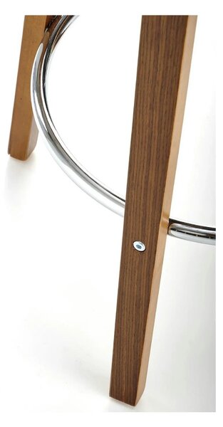 Scaun din lemn tapitat H110, crem/nuc, stofa bucle/otel, 47x43x84 cm