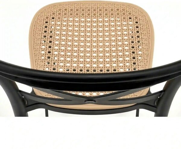 Scaun bar H111, crem/negru, polipropilena, 47x47x103 cm