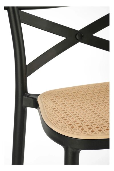 Scaun bar H111, crem/negru, polipropilena, 47x47x103 cm