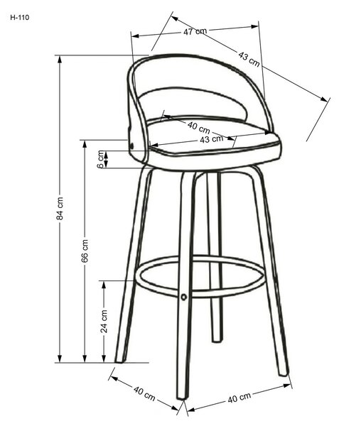 Scaun din lemn tapitat H110, crem/nuc, stofa bucle/otel, 47x43x84 cm
