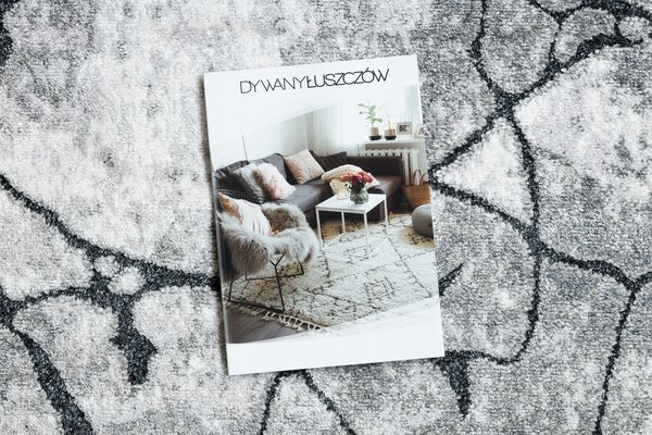 Traversa modern COZY 8873 Cracks, beton crăpat - structural două niveluri de lână gri inchis