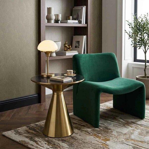 Masuta cafea TRIBECA, negru/auriu, ceramica/otel, 50x50x52 cm