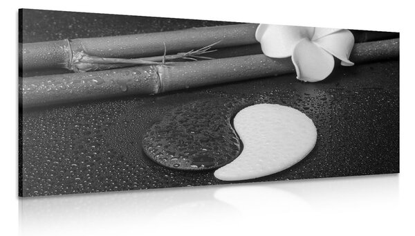 Tablou Spa natura moartă cu simbolul Yin și Yang în design alb-negru