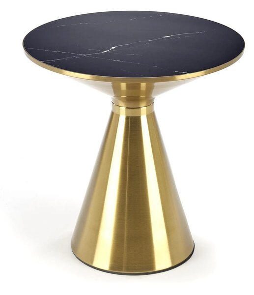 Masuta cafea TRIBECA, negru/auriu, ceramica/otel, 50x50x52 cm