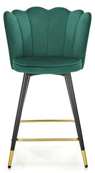 Scaun bar H106, verde/negru, stofa catifelata/otel, 58x58x96 cm