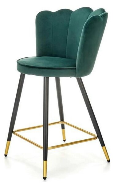 Scaun bar H106, verde/negru, stofa catifelata/otel, 58x58x96 cm