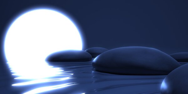 Tablou Zen pietre și luna plină