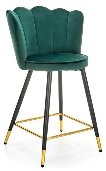 Scaun bar H106, verde/negru, stofa catifelata/otel, 58x58x96 cm