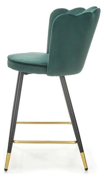 Scaun bar H106, verde/negru, stofa catifelata/otel, 58x58x96 cm
