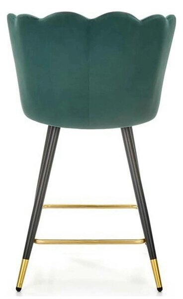 Scaun bar H106, verde/negru, stofa catifelata/otel, 58x58x96 cm