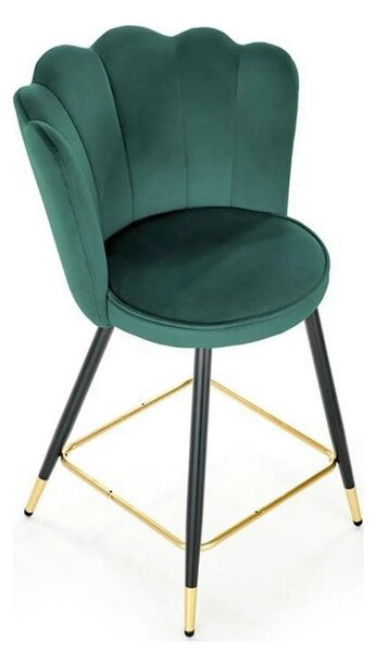 Scaun bar H106, verde/negru, stofa catifelata/otel, 58x58x96 cm