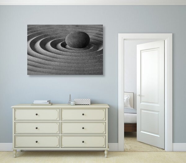 Tablou piatră relaxantă în design alb-negru