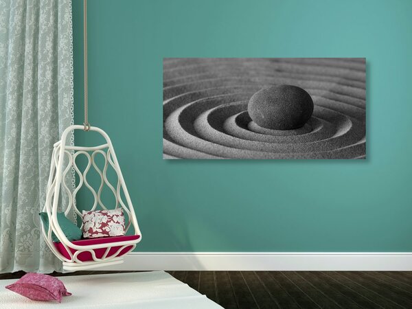 Tablou piatră meditând în design alb-negru