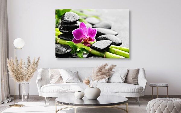 Tablou natura moartă Spa cu orhidee violetă
