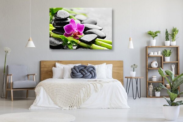 Tablou natura moartă Spa cu orhidee violetă