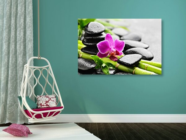 Tablou natura moartă Spa cu orhidee violetă