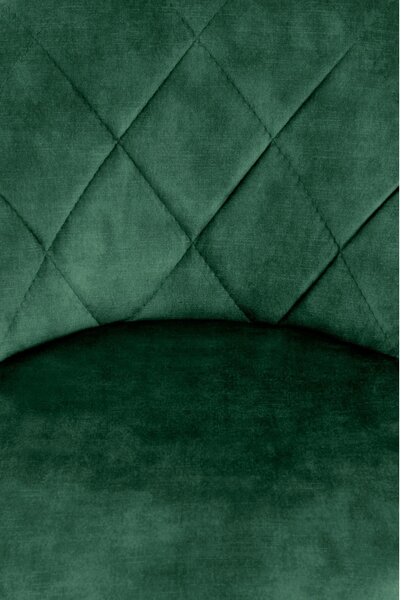 Scaun de bar rotativ H101, verde inchis/negru, stofa catifelata/metal