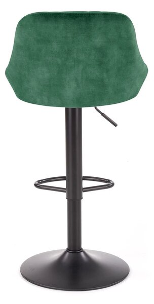 Scaun de bar rotativ H101, verde inchis/negru, stofa catifelata/metal